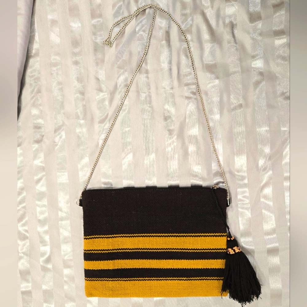 2/22$ - Stylish Black and Yellow Women's Boho Sling Bag